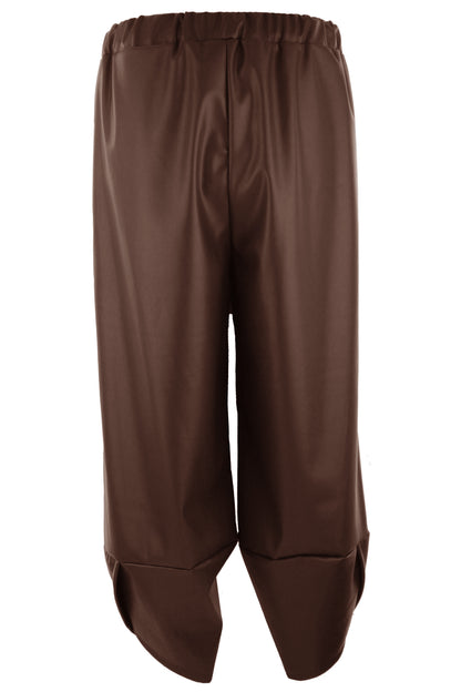 2 Pocket Tulip Ankle Barrel Leg PU Trouser