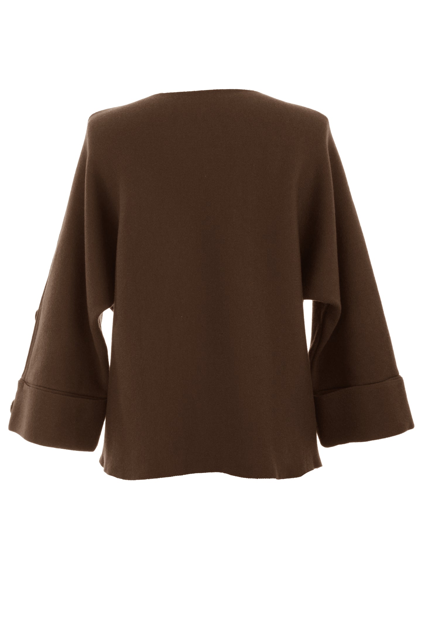 Button Detail 3/4 Sleeve Heavy Knit Jumper