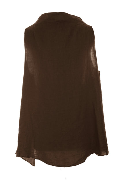 Sleeveless Cowl Neck Linen Top