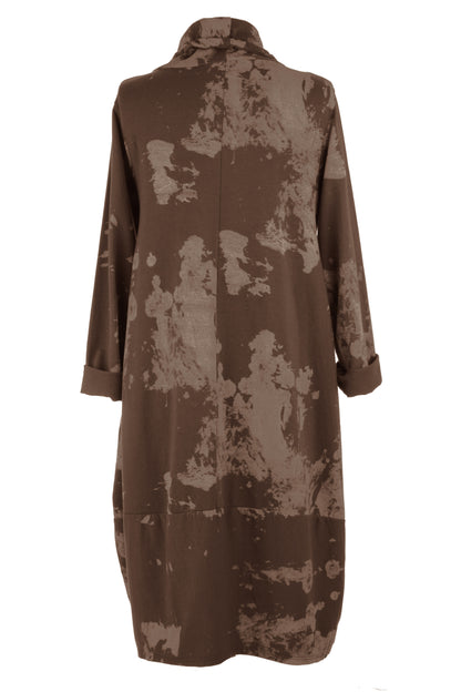 Abstract Print Cowl Neck Dress