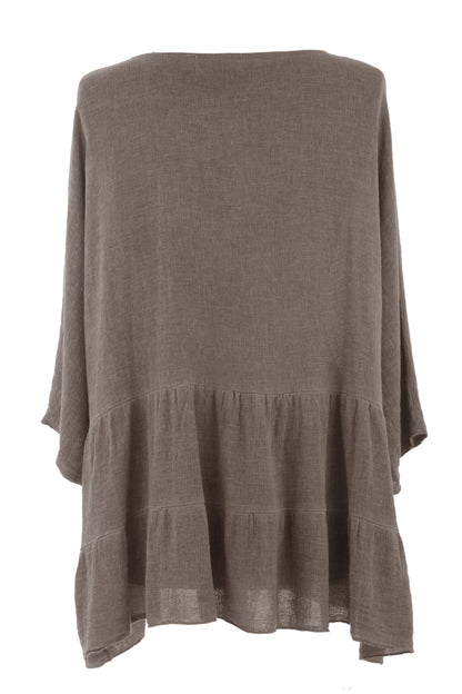 Tiered Hopsack Linen Top