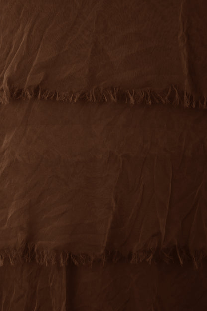 Sleeveless Frayed Detail Silk Midi