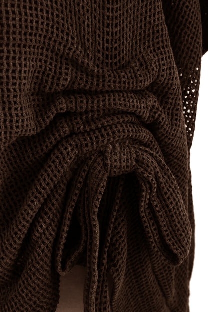 Tie Ruched Detail Mesh Top