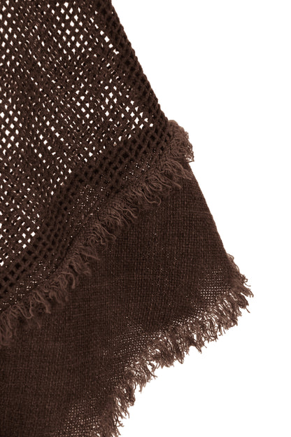 Frayed Trim Linen Mesh Top