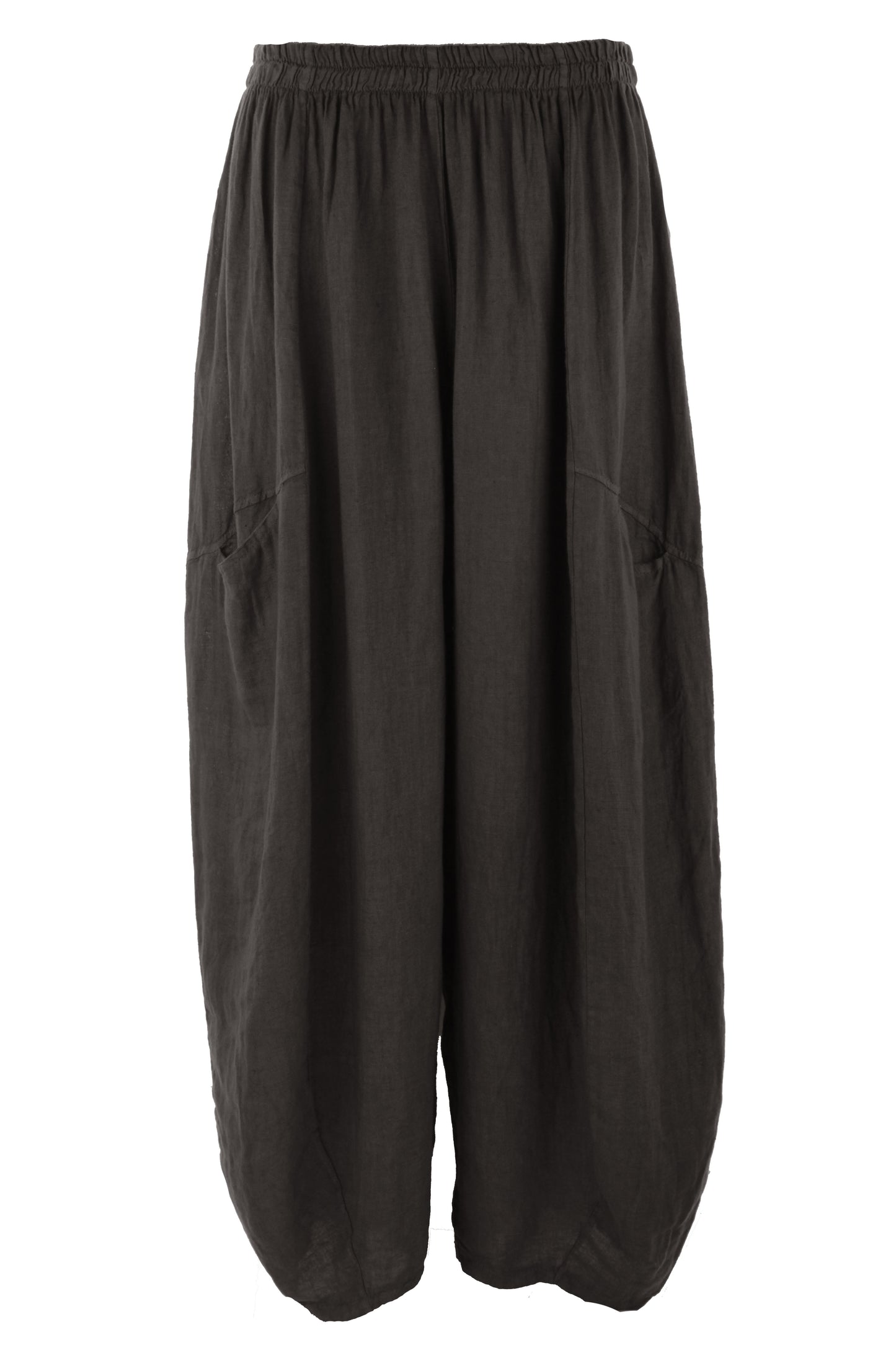 2 Slit Pocket Barrel Leg Linen Trouser