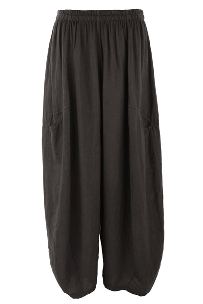 2 Slit Pocket Barrel Leg Linen Trouser