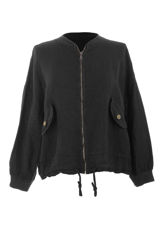 Zip Front Linen Jacket