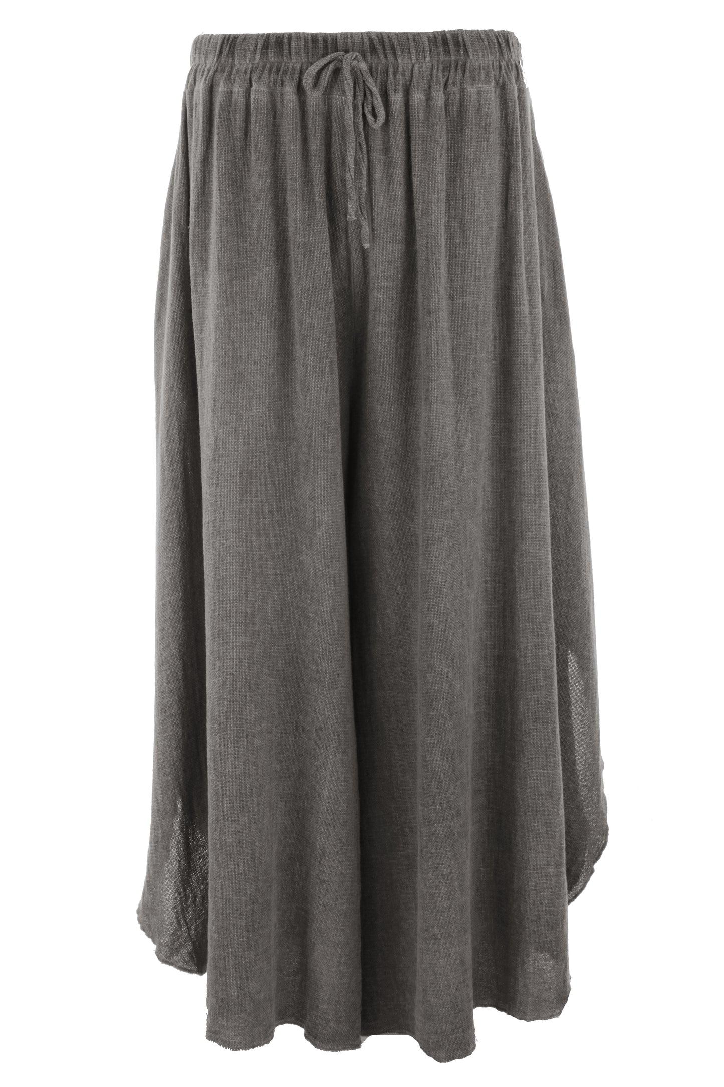 Side Slit Wide Leg Teabag Linen Trouser