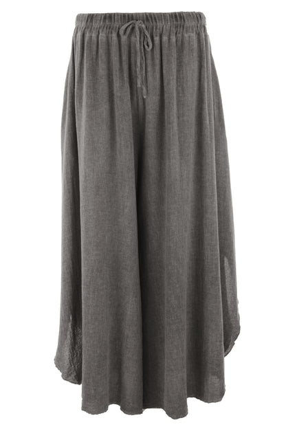 Side Slit Wide Leg Teabag Linen Trouser