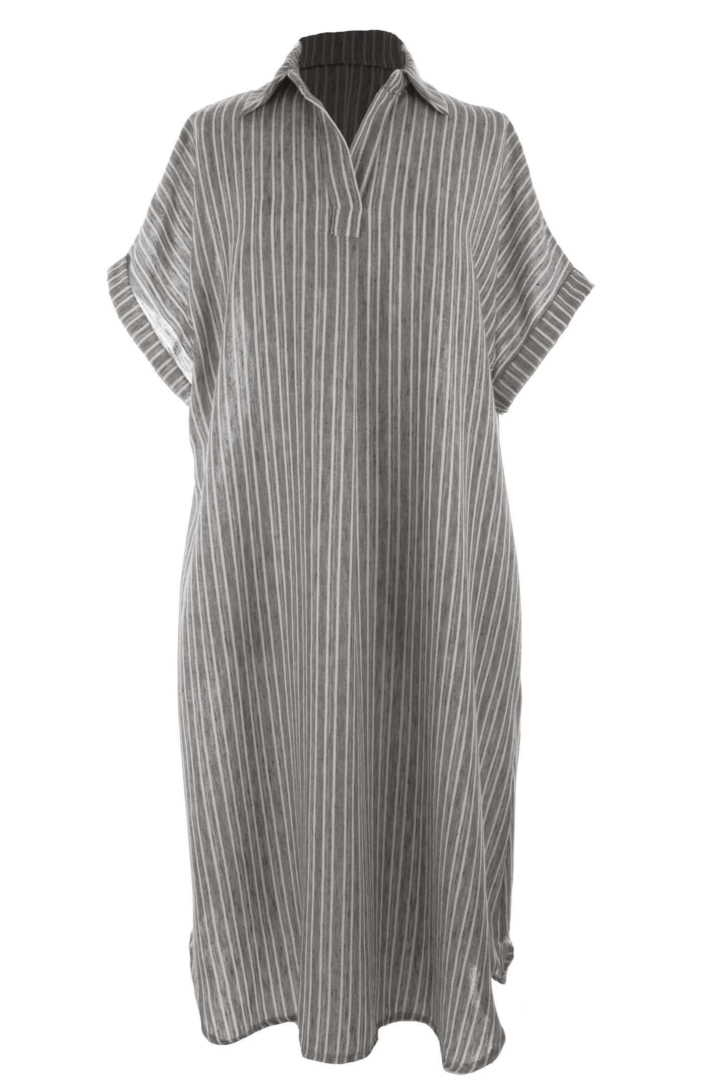 Stripe Print Collar Midi