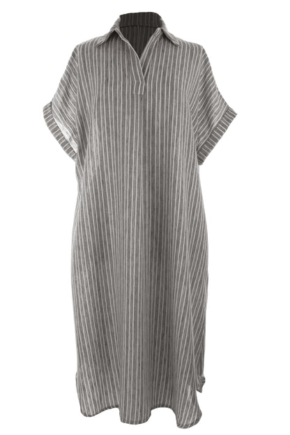 Stripe Print Collar Midi