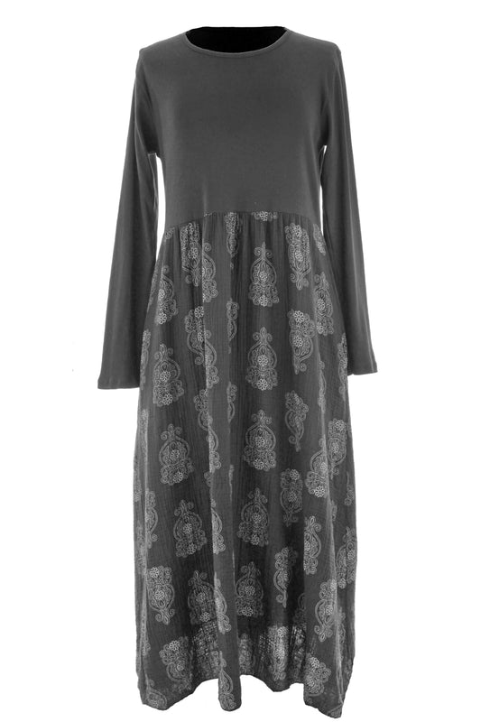 2 Pocket Mandala Print Midi Dress