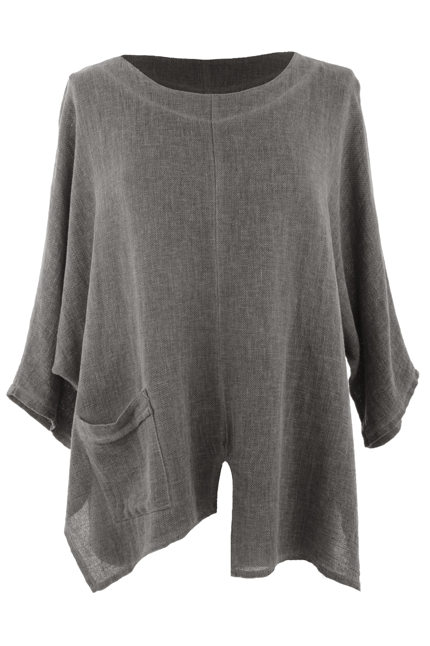 V Cutout Hem Linen Teabag Top