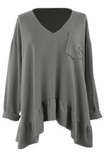 Load image into Gallery viewer, V Neck Frill Hem Jersey Top
