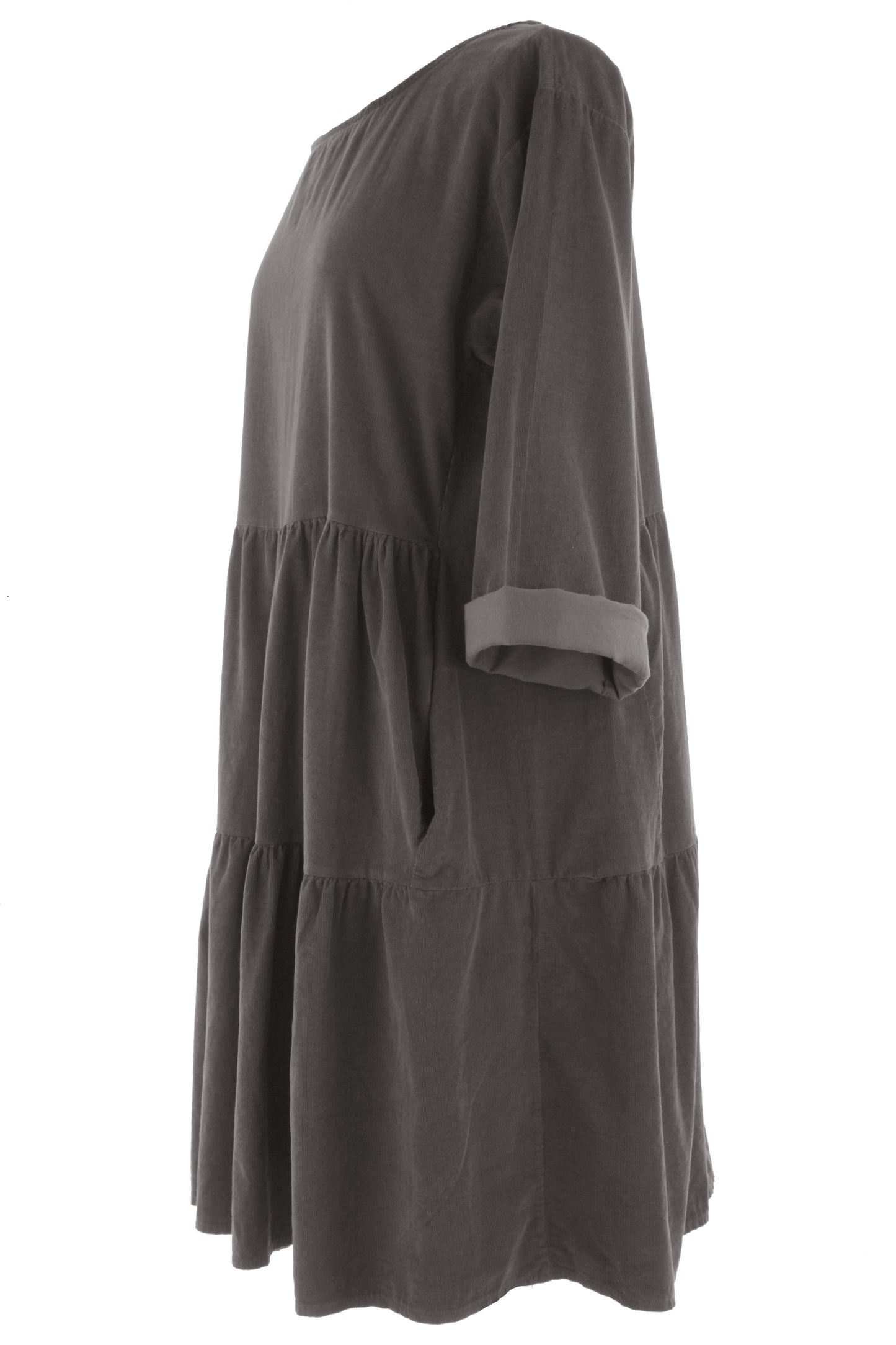 Tiered Swing Corduroy Dress