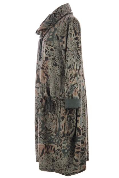 Abstract Leopard Print Cowl Neck Dress