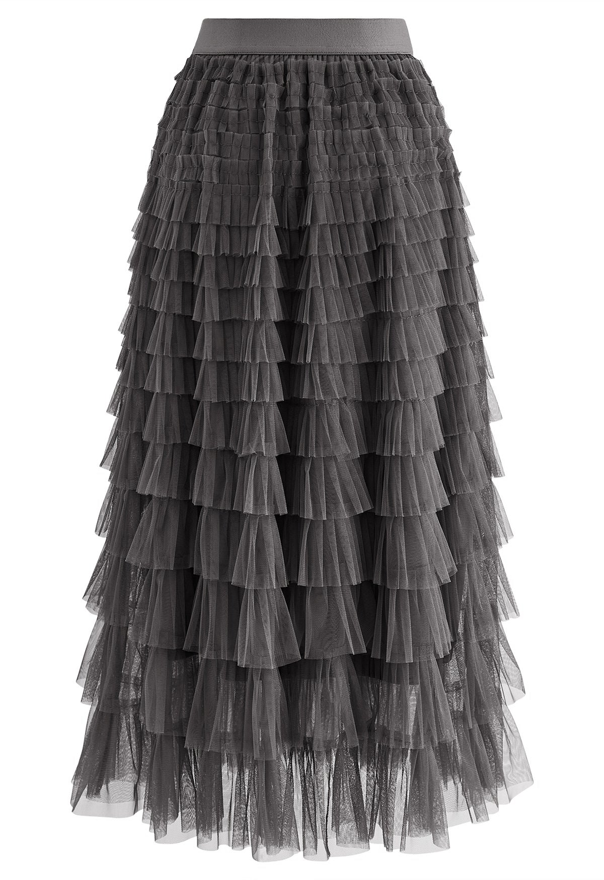 Rara Pleated Tulle Midi Skirt