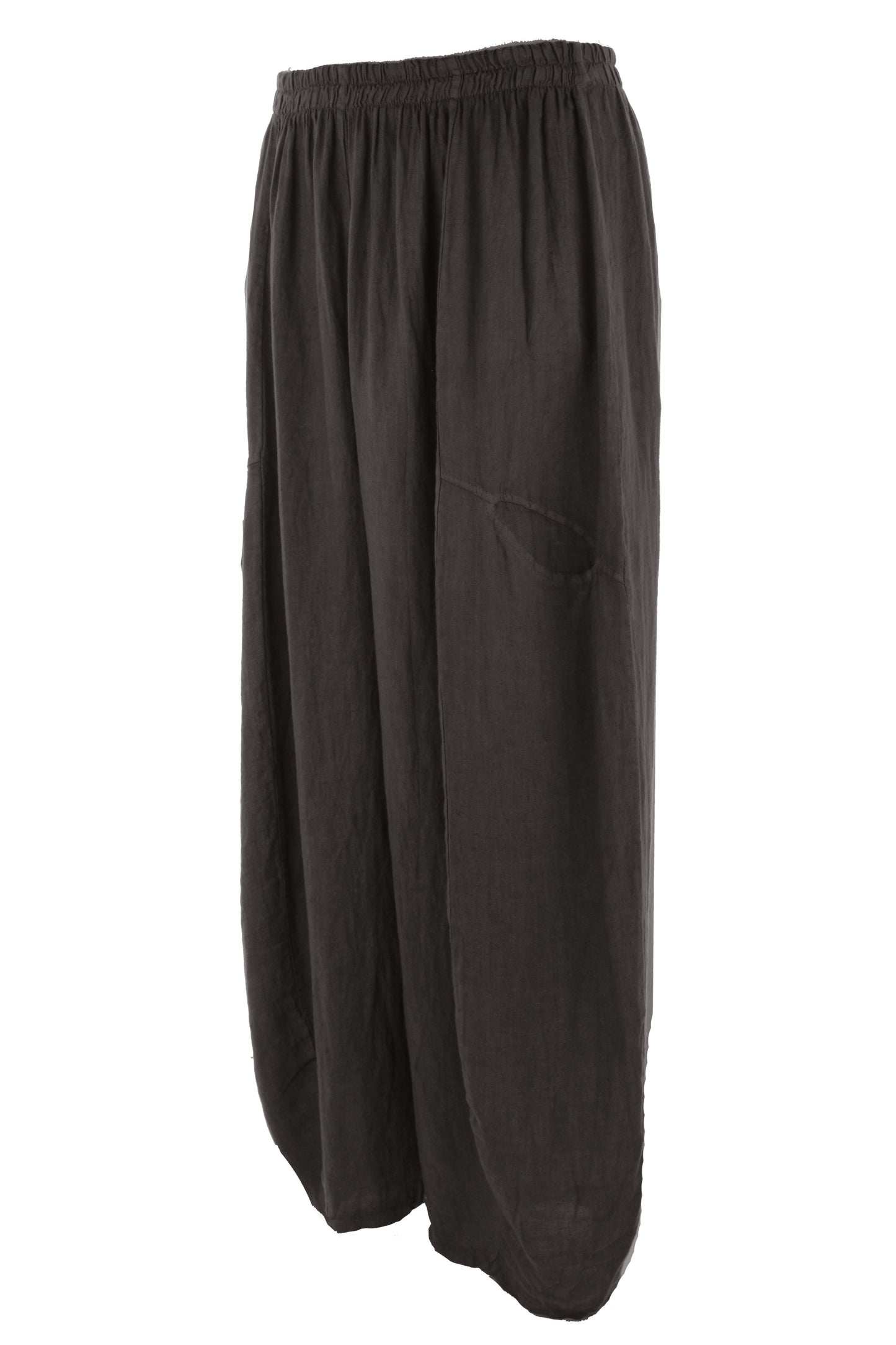 2 Slit Pocket Barrel Leg Linen Trouser