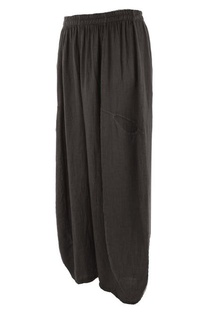 2 Slit Pocket Barrel Leg Linen Trouser