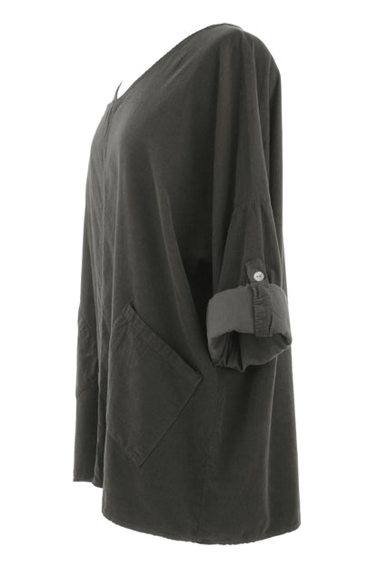 Button Detail 2 Pocket Corduroy Top