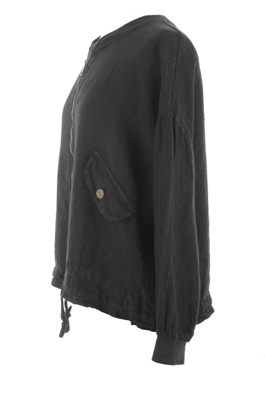 Zip Front Linen Jacket