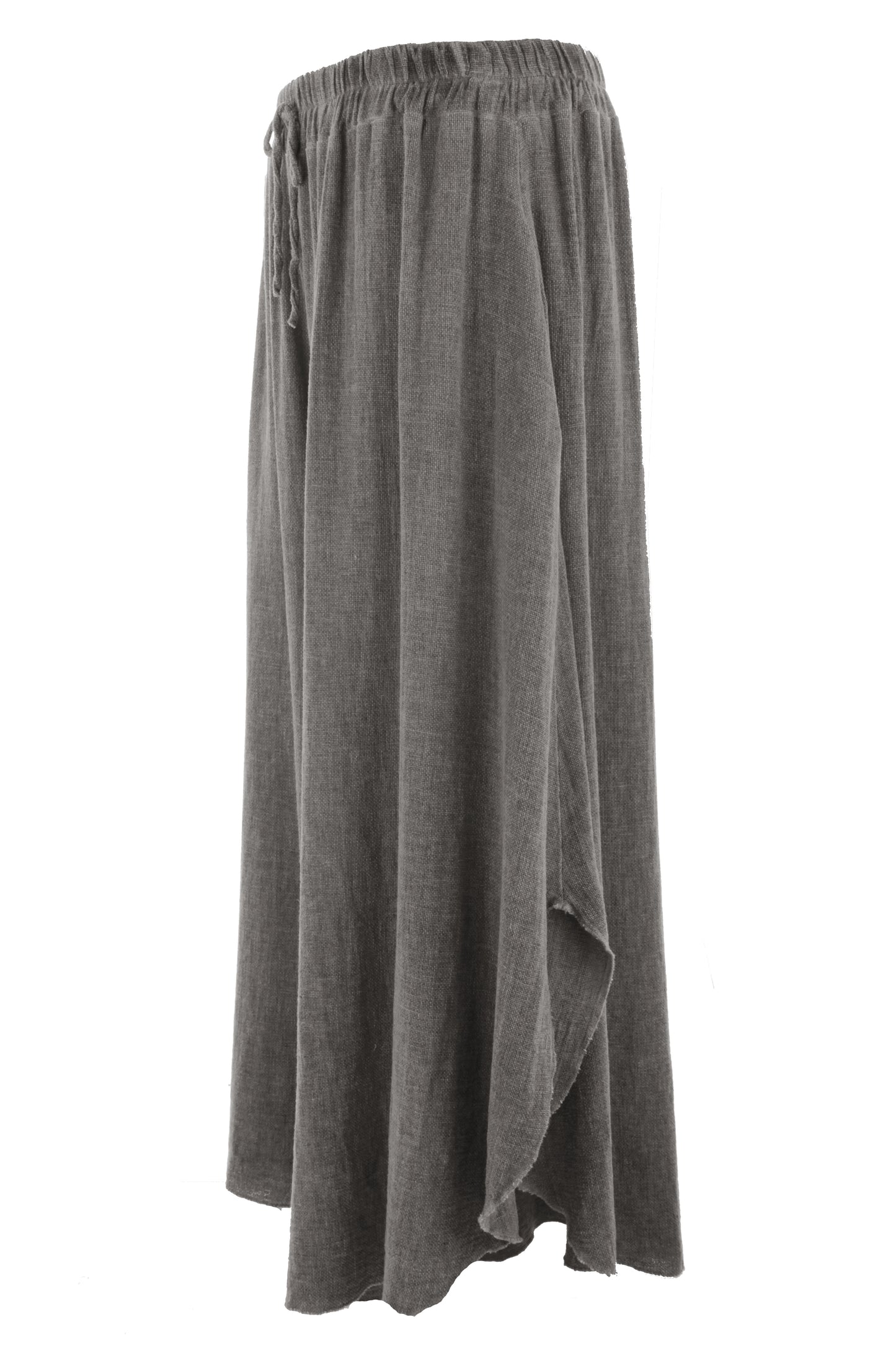Side Slit Wide Leg Teabag Linen Trouser