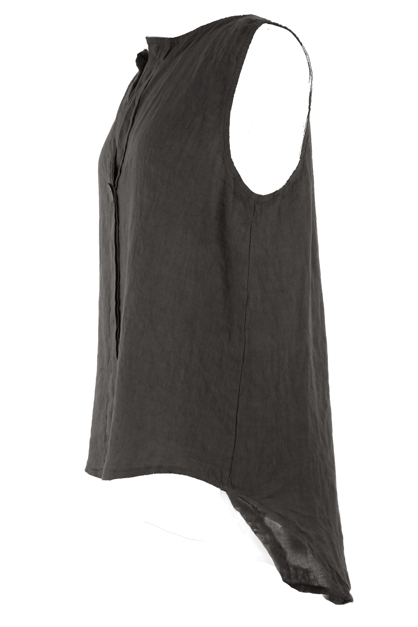 Sleeveless Button Detail Linen Top