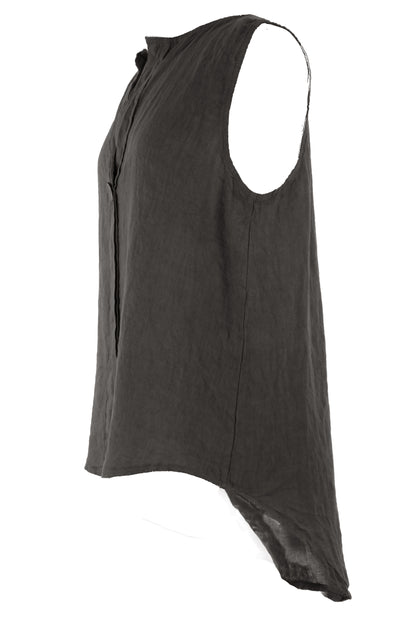 Sleeveless Button Detail Linen Top