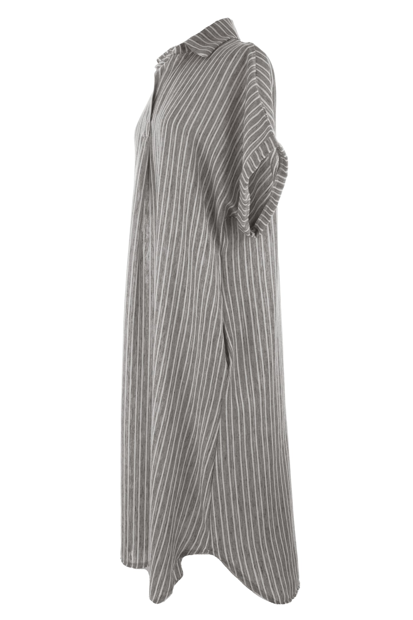 Stripe Print Collar Midi