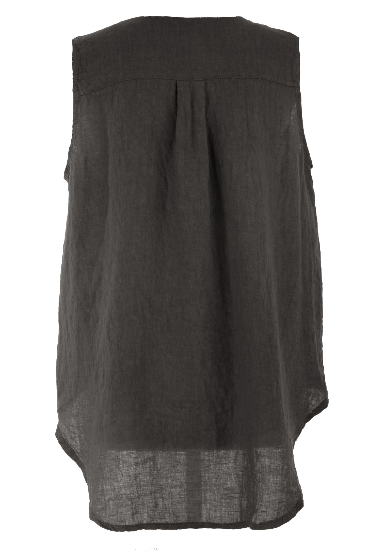 Sleeveless Button Detail Linen Top