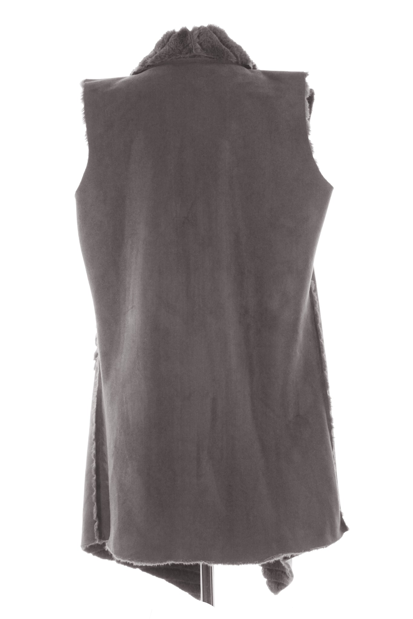 Ladies Women Italian Reversible Waterfall Faux Fur Suede Gilet
