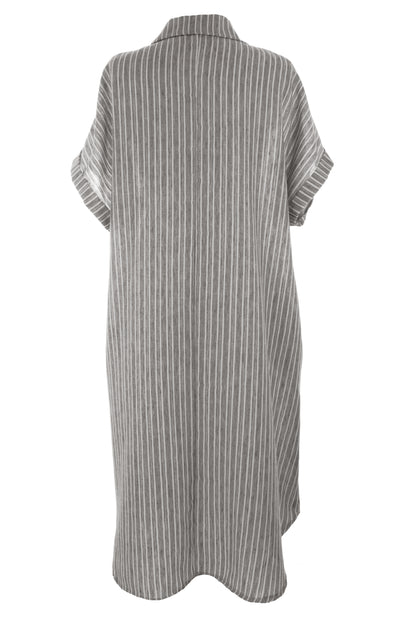 Stripe Print Collar Midi