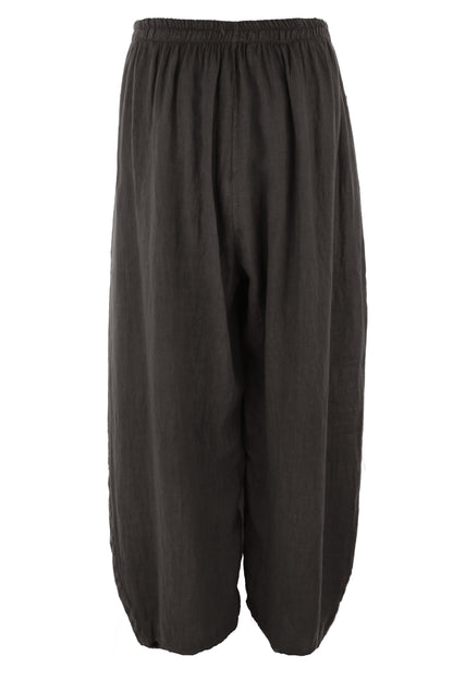 2 Slit Pocket Barrel Leg Linen Trouser