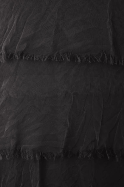 Sleeveless Frayed Detail Silk Midi