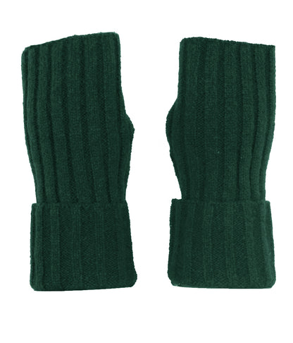 Fingerless Ribbed Knit Cashmere Gloves