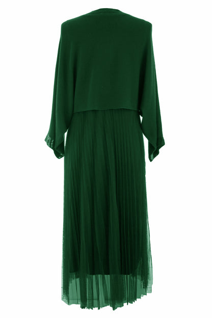 2 Piece Ribbed Top Mesh Dress