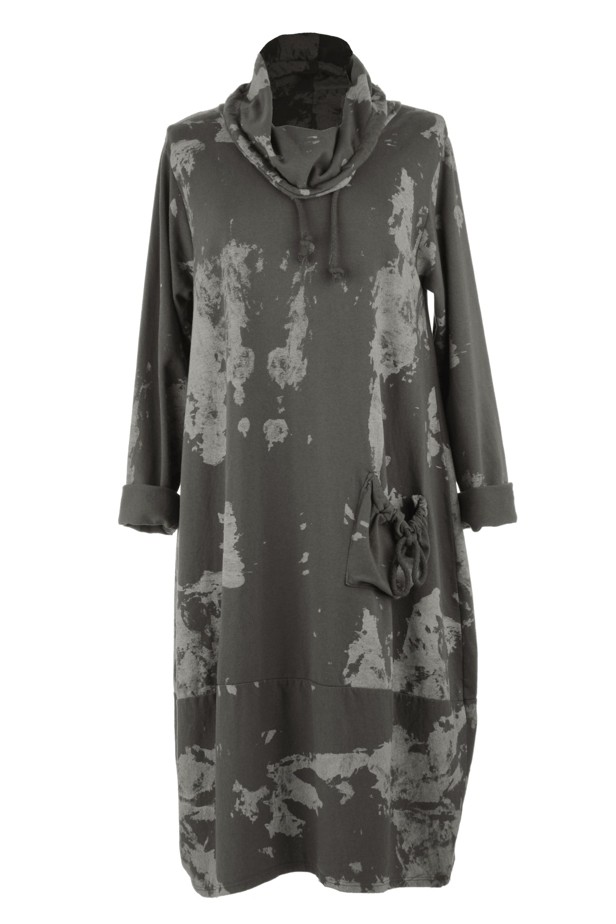 Abstract Print Cowl Neck Dress