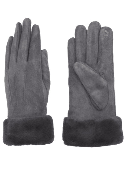 Stitch Detail Faux Fur Cuffs Gloves