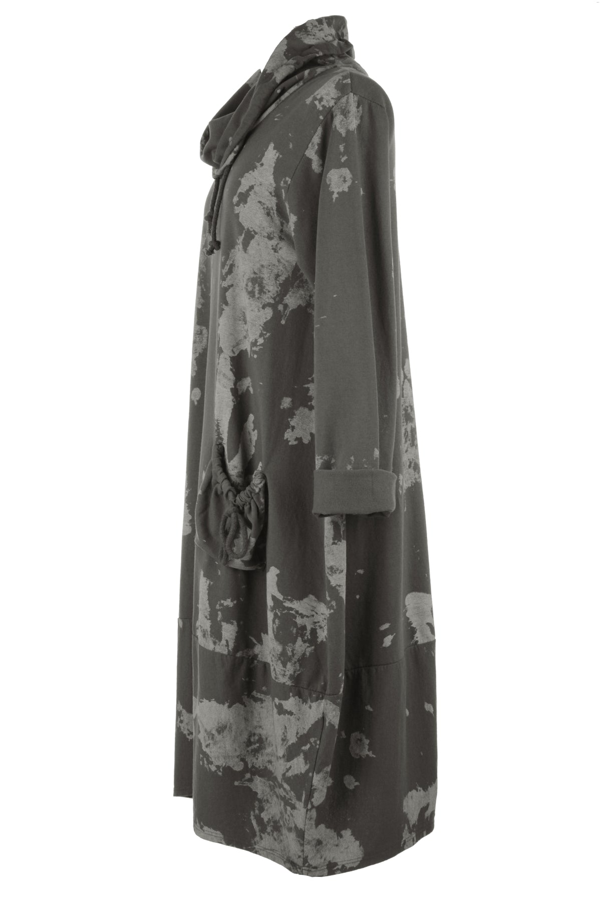 Abstract Print Cowl Neck Dress