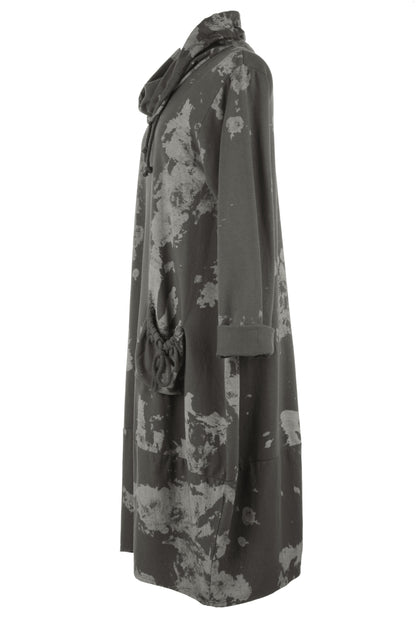 Abstract Print Cowl Neck Dress