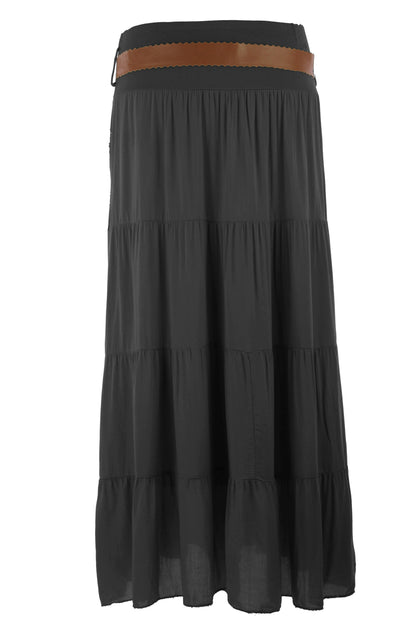 Crochet Tiered Belt Midi Skirt