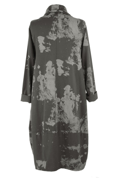 Abstract Print Cowl Neck Dress