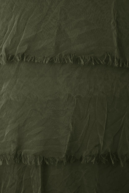 Sleeveless Frayed Detail Silk Midi