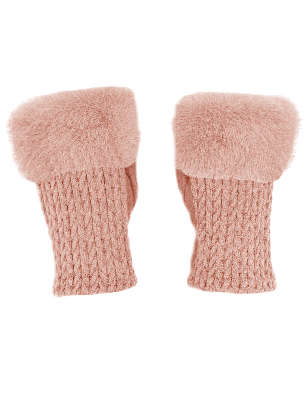 Faux Fur Cashmere Knit Fingerless Gloves