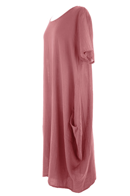 2 Pocket Cotton Tulip Midi Dress