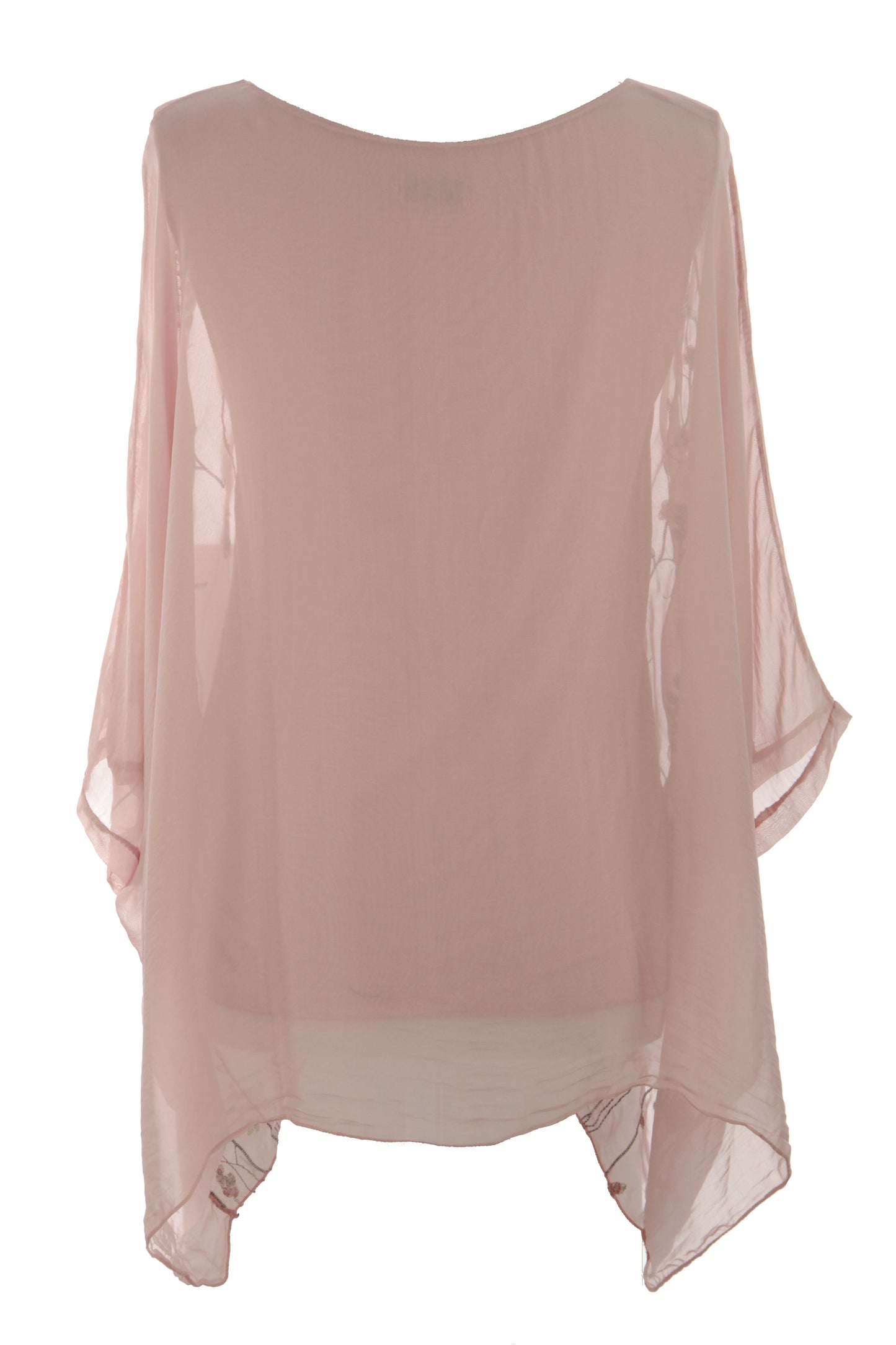 Floral Embroidery Silk Blouse