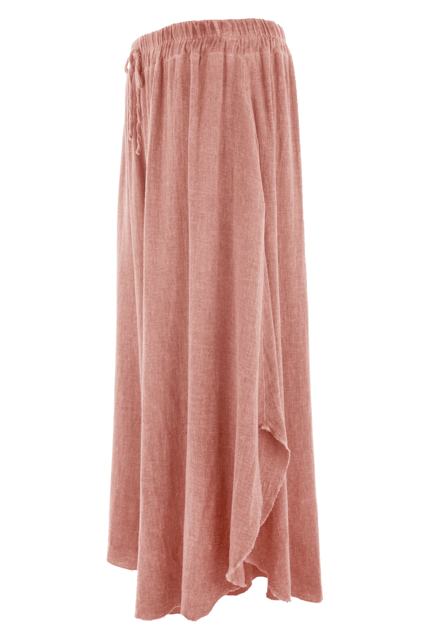 Side Slit Wide Leg Teabag Linen Trouser