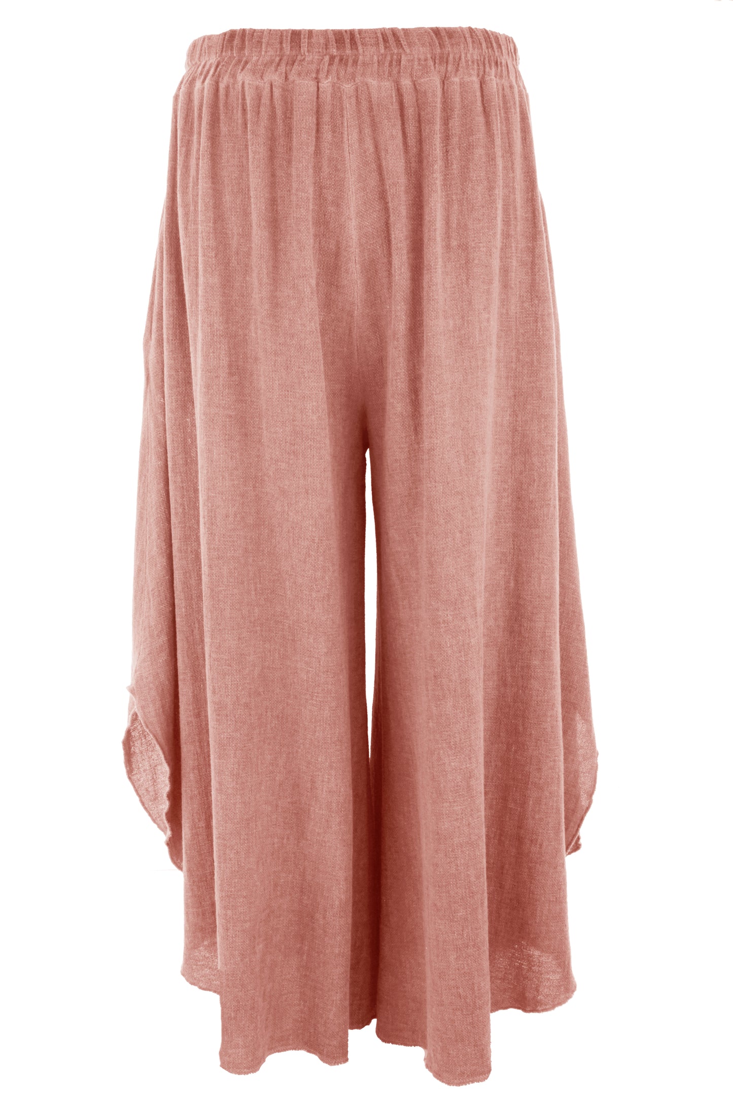 Side Slit Wide Leg Teabag Linen Trouser