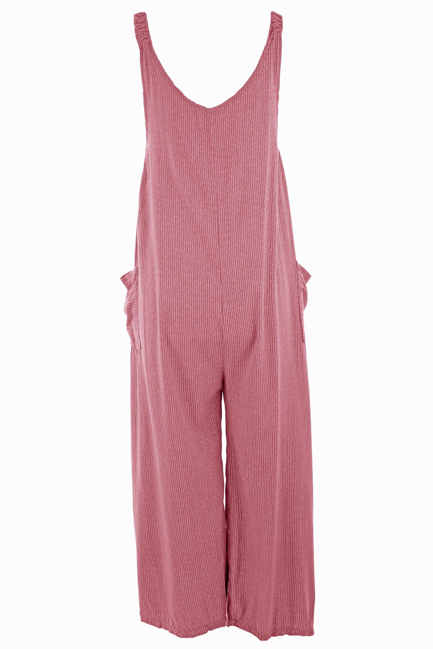 Button Detail Stripe Jumpsuit