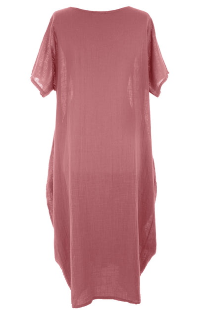 2 Pocket Cotton Tulip Midi Dress